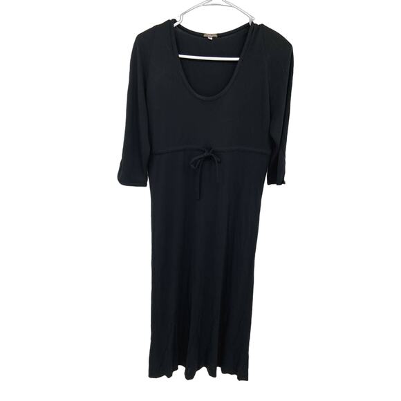 Bottega Veneta Black Midi Dress with Waist Tie Low Neckline Size 40 - Picture 1 of 6